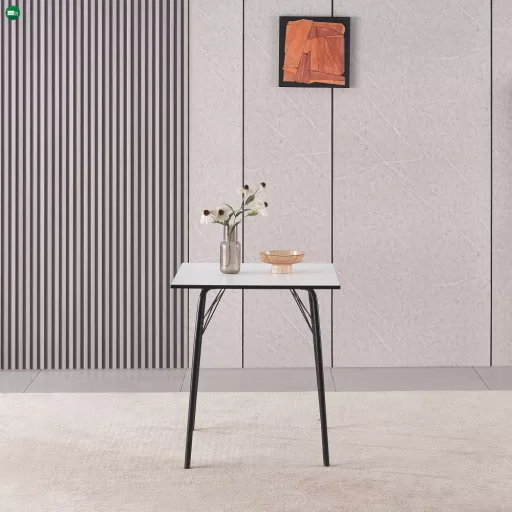 Étkezőasztal, fehér/fekete, 70x70x75 cm, NALAK TYP 1