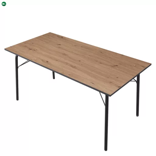 Étkezőasztal, artisan tölgy/fekete, 160x80x75 cm, NALAK TYP 3