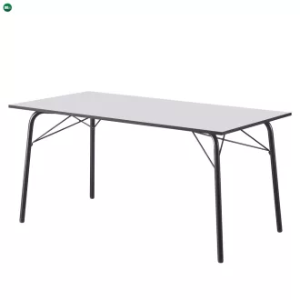 Étkezőasztal, fehér/fekete, 160x80x75 cm, NALAK TYP 3