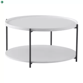 Dohánytóasztal, fehér/fekete, LAPIS