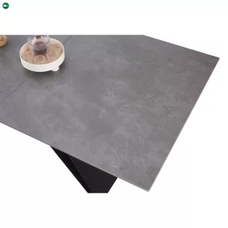   Kihúzható étkezőasztal, beton/fekete, 160-200x90 cm, MAJED