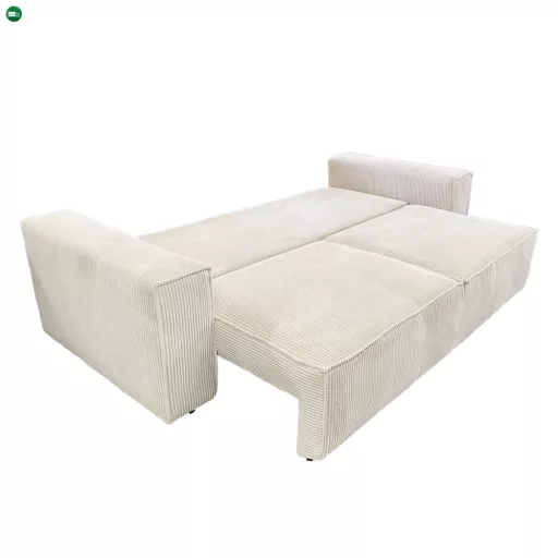 Kihúzható heverő, bézs, HARPERA BIG SOFA