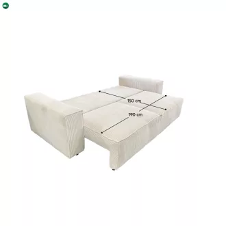 Kihúzható heverő, bézs, HARPERA BIG SOFA