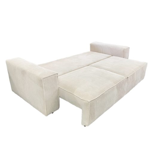 Kihúzható heverő, bézs, HARPERA BIG SOFA