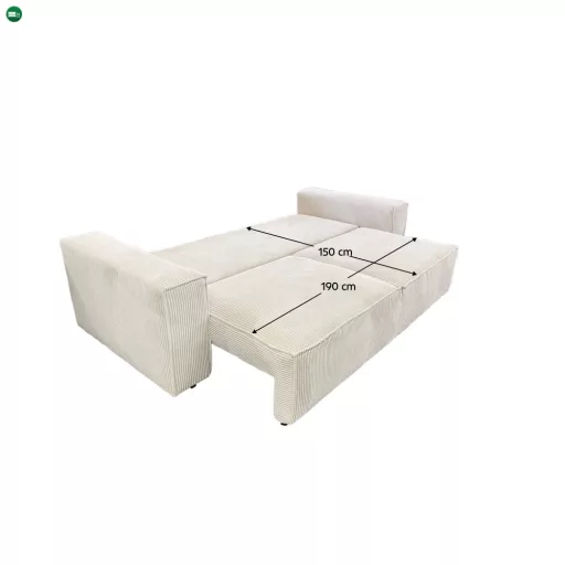 Kihúzható heverő, bézs, HARPERA BIG SOFA