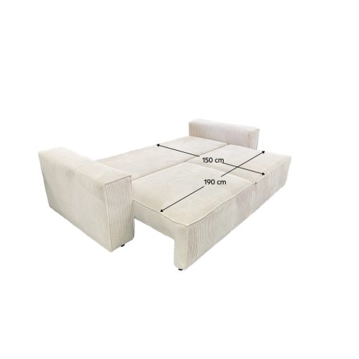 Kihúzható heverő, bézs, HARPERA BIG SOFA