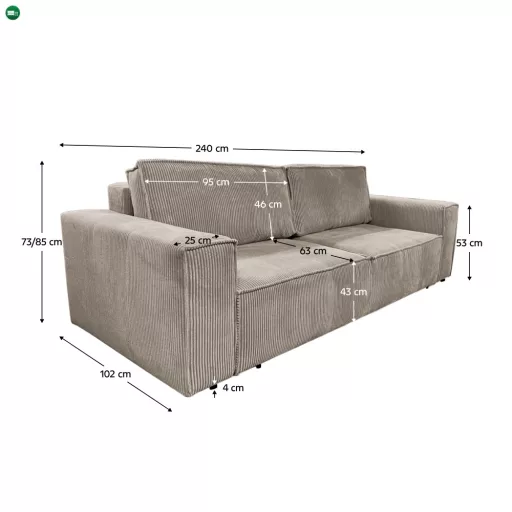 Kihúzható heverő, szürkésbézs Taupe, HARPERA BIG SOFA