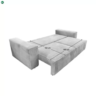 Kihúzható heverő, világosszürke, HARPERA BIG SOFA