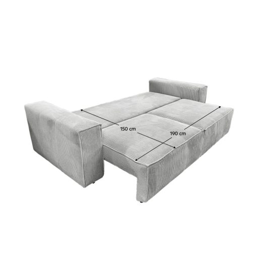 Kihúzható heverő, világosszürke, HARPERA BIG SOFA