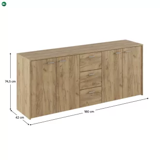 Kombinált komód, artisan tölgy, HUGOS 180