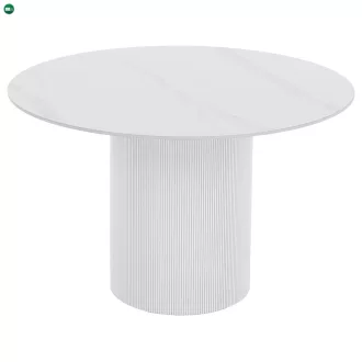   Étkezőasztal, fehér márvány/MDF, átmérő 120 cm, MAHIR TYP 1