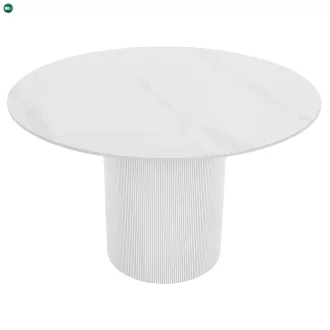   Étkezőasztal, fehér márvány/MDF, átmérő 120 cm, MAHIR TYP 1