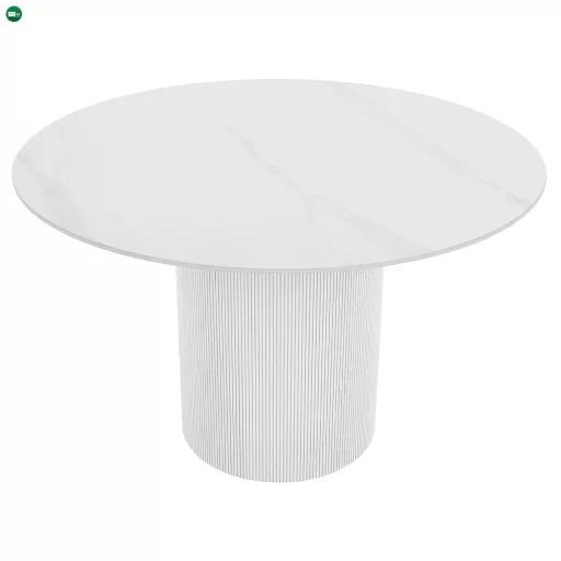 Étkezőasztal, fehér márvány/MDF, átmérő 120 cm, MAHIR TYP 1