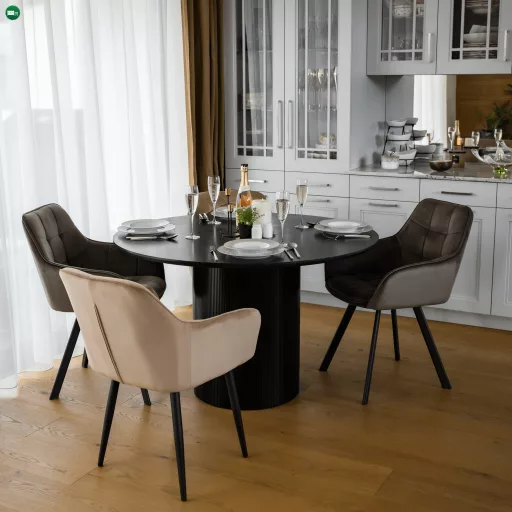 Étkezőasztal, fekete, átmérő 120 cm, MAHIR TYP 2