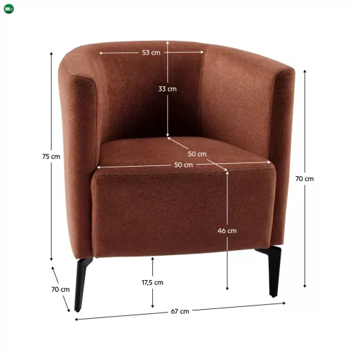 Design fotel, terrakotta/fekete, KAPY