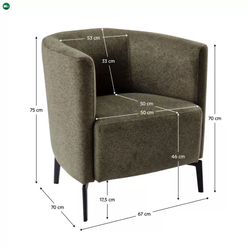 Design fotel, zöld/fekete, KAPY
