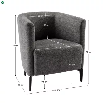 Design fotel, szürke/fekete, KAPY