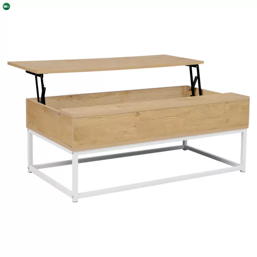 Dohányzóasztal, tölgy/fehér, LIVINA