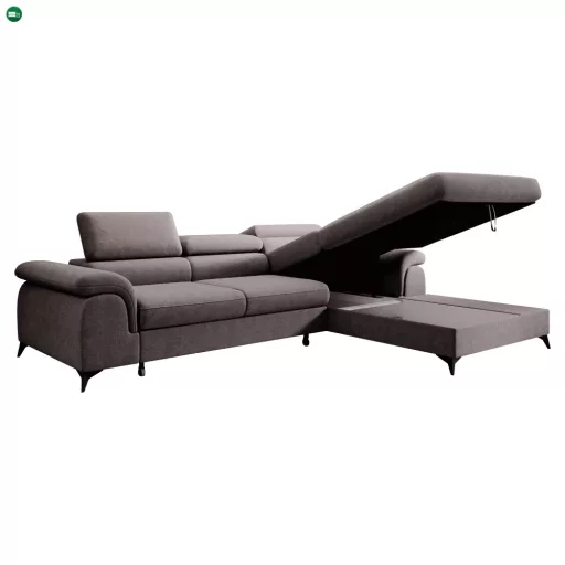 Kihúzható ülőgarnitúra, barna, jobbos, HORTY ROH