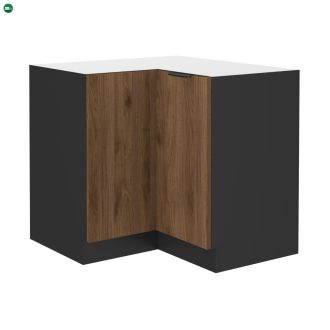   Alsó sarokszekrény, okapi dió/fekete, MENZO 90x90 DN 2F BB