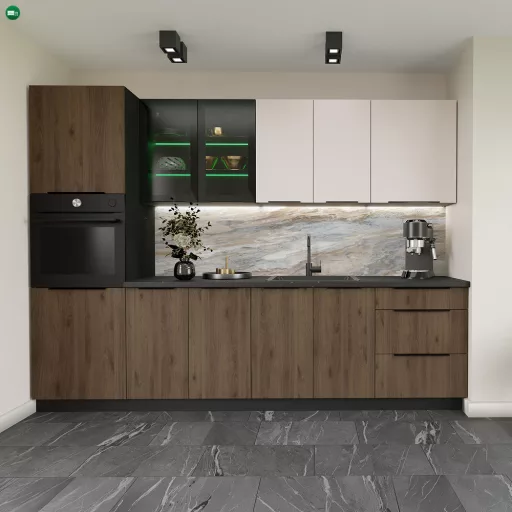 Felső szekrény, okapi dió/fekete, MENZO 60 NAGU-36 1F