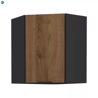   Felső sarokszekrény okapi dió/fekete, MENZO 60x60 GN-72 1F