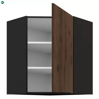   Felső sarokszekrény okapi dió/fekete, MENZO 60x60 GN-72 1F