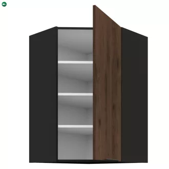   Felső sarokszekrény okapi dió/fekete, MENZO 60x60 GN-90 1F
