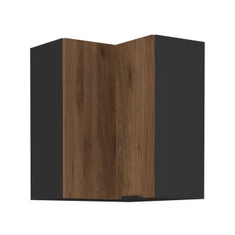   Felső sarokszekrény okapi dió/fekete, MENZO 60x60 GN-72 2F
