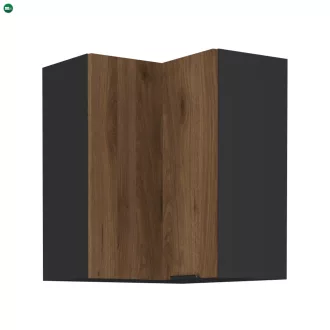   Felső sarokszekrény okapi dió/fekete, MENZO 60x60 GN-72 2F