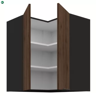   Felső sarokszekrény okapi dió/fekete, MENZO 60x60 GN-72 2F