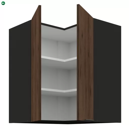 Felső sarokszekrény okapi dió/fekete, MENZO 60x60 GN-72 2F