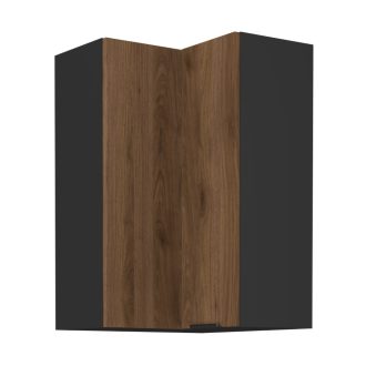   Felső sarokszekrény okapi dió/fekete, MENZO 60x60 GN-90 2F