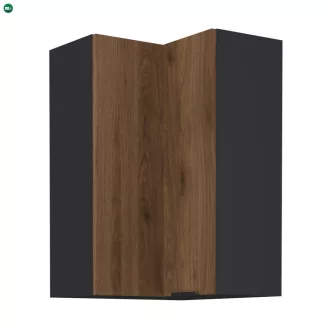   Felső sarokszekrény okapi dió/fekete, MENZO 60x60 GN-90 2F