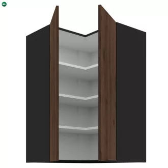  Felső sarokszekrény okapi dió/fekete, MENZO 60x60 GN-90 2F