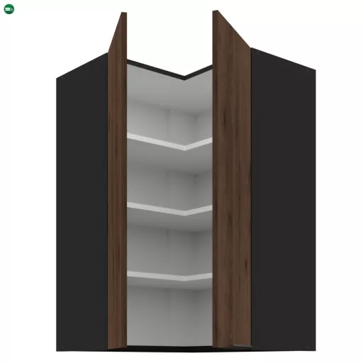 Felső sarokszekrény okapi dió/fekete, MENZO 60x60 GN-90 2F