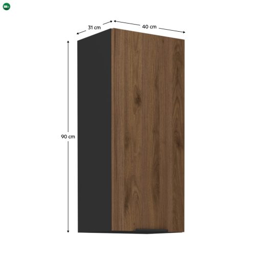 Felső szekrény, okapi dió/fekete, MENZO 40 G-90 1F