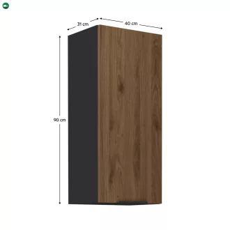 Felső szekrény, okapi dió/fekete, MENZO 40 G-90 1F