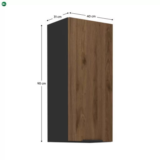 Felső szekrény, okapi dió/fekete, MENZO 40 G-90 1F