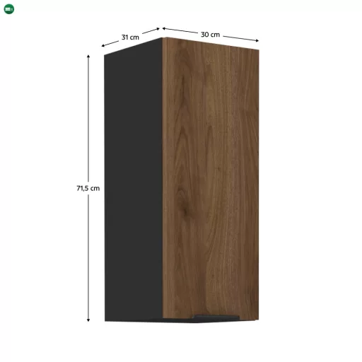 Felső szekrény, okapi dió/fekete, MENZO 30 G-72 1F
