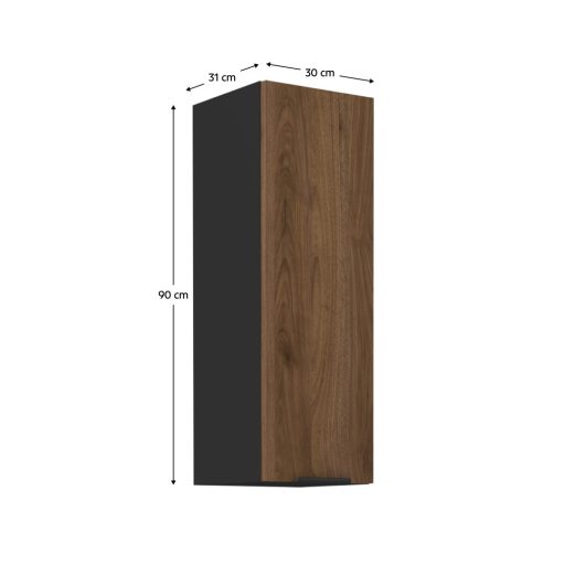 Felső szekrény, okapi dió/fekete, MENZO 30 G-90 1F