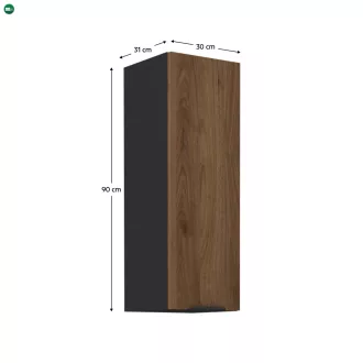 Felső szekrény, okapi dió/fekete, MENZO 30 G-90 1F
