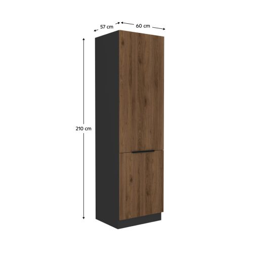 Magas szekrény, okapi dió/fekete, MENZO 60 DK-210 2F
