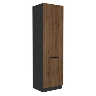   Szekrény beépíthető hűtőhöz, okapi dió/fekete, MENZO 60 LO-210 2F