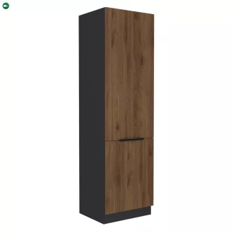   Szekrény beépíthető hűtőhöz, okapi dió/fekete, MENZO 60 LO-210 2F