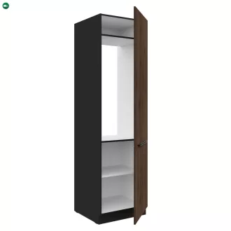  Szekrény beépíthető hűtőhöz, okapi dió/fekete, MENZO 60 LO-210 2F