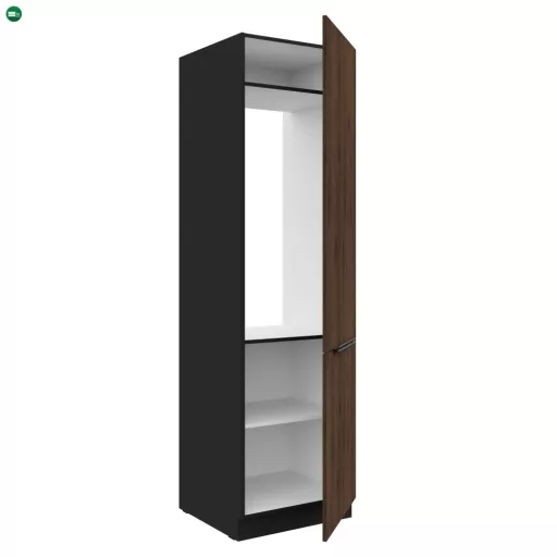 Szekrény beépíthető hűtőhöz, okapi dió/fekete, MENZO 60 LO-210 2F