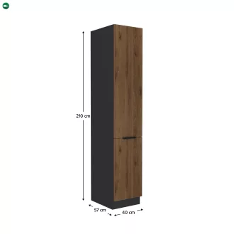 Magas szekrény, okapi dió/fekete, MENZO 40 DK-210 2F