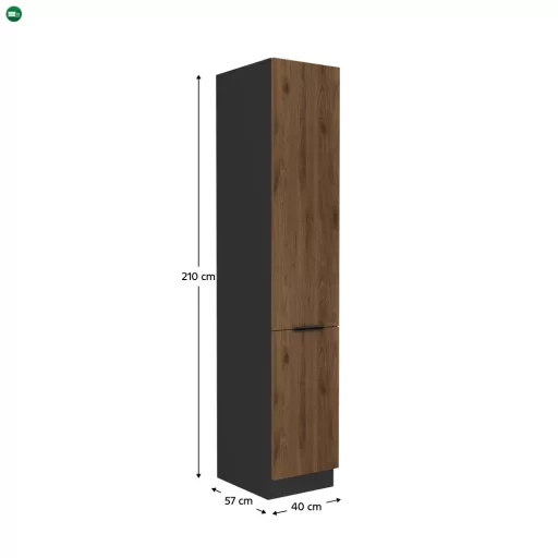 Magas szekrény, okapi dió/fekete, MENZO 40 DK-210 2F
