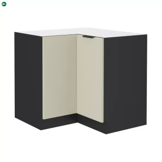Alsó sarokszekrény, kasmír/fekete, ARAKA 90x90 DN 2F BB